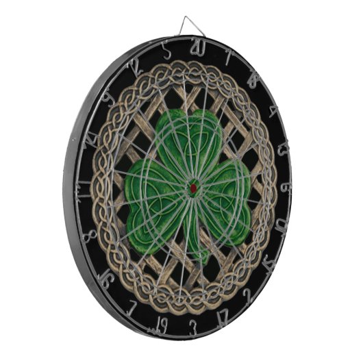 Zwarte Shamrock op Keltische Knots Dart Board Dartbord (Voorkant Links)