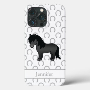 Zwarte Shetlandpony Leuke Cartoon Illustratie Case-Mate iPhone Case