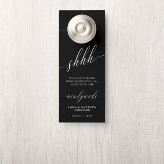 Zwarte Shhh Calligrafie Stoor Niet Trouwen Deurhanger
