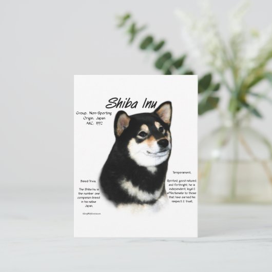 Zwarte Shiba Inu Geschiedenis Briefkaart (Staand voorkant)