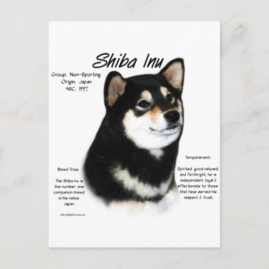 Zwarte Shiba Inu Geschiedenis Briefkaart (Voorkant)
