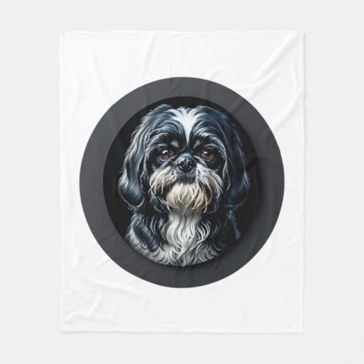 zwarte shih tzu fleece deken (Voorkant)