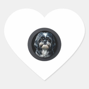 zwarte shih tzu hart sticker