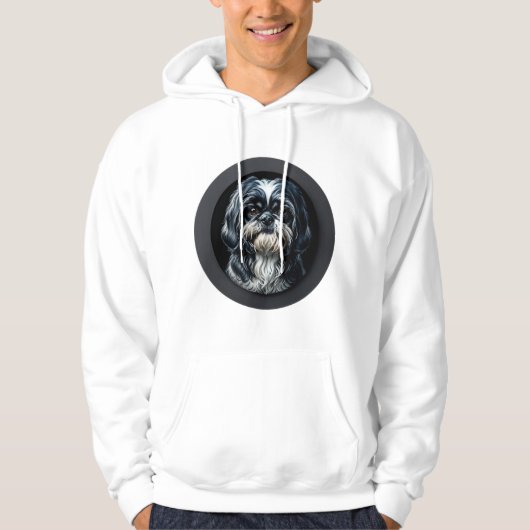 zwarte shih tzu hoodie (Voorkant)