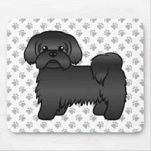 Zwarte Shih Tzu Schattige Cartoonhond Illustratie Muismat