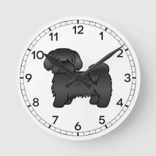 Zwarte Shih Tzu Schattige Cartoonhond Illustratie Ronde Klok