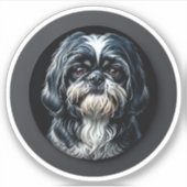 zwarte shih tzu sticker (Voorkant)