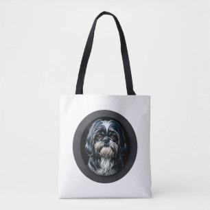 zwarte shih tzu tote bag