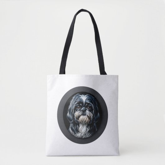 zwarte shih tzu tote bag (Voorkant)