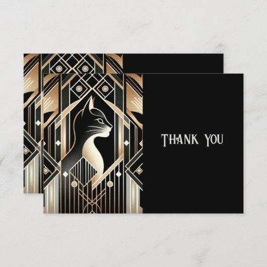 Zwarte Siamese Kat Abstracte Dankkaart Bedankkaart (Voorkant / Achterkant)