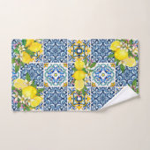 Zwarte Siciliaanse Tegels Citrus Lemons Bad Handdoek (Handdoek)