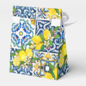 Zwarte Siciliaanse Tegels Citrus Lemons Bedankdoosjes (Achterkant)