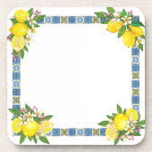 Zwarte Siciliaanse Tegels Citrus Lemons Bier Onderzetter (Voorkant)