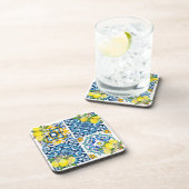 Zwarte Siciliaanse Tegels Citrus Lemons Bier Onderzetter (Rechterzijde)