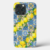 Zwarte Siciliaanse Tegels Citrus Lemons Case-Mate iPhone Case (Achterkant)