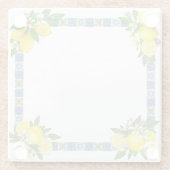 Zwarte Siciliaanse Tegels Citrus Lemons Glazen Onderzetter (Achterkant)