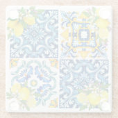 Zwarte Siciliaanse Tegels Citrus Lemons Glazen Onderzetter (Achterkant)