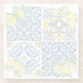 Zwarte Siciliaanse Tegels Citrus Lemons Glazen Onderzetter (Achterkant)