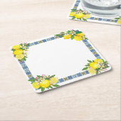 Zwarte Siciliaanse Tegels Citrus Lemons Kartonnen Onderzetters (Schuin)