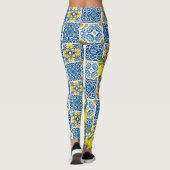 Zwarte Siciliaanse Tegels Citrus Lemons Leggings (Achterkant)
