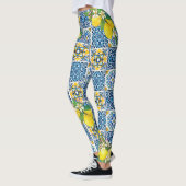 Zwarte Siciliaanse Tegels Citrus Lemons Leggings (Links)