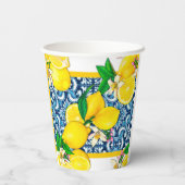 Zwarte Siciliaanse Tegels Citrus Lemons Papieren Bekers (Achterkant)