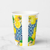 Zwarte Siciliaanse Tegels Citrus Lemons Papieren Bekers (Rechts)