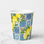 Zwarte Siciliaanse Tegels Citrus Lemons Papieren Bekers (Achterkant)