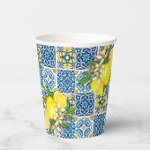Zwarte Siciliaanse Tegels Citrus Lemons Papieren Bekers (Rechts)