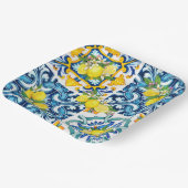 Zwarte Siciliaanse Tegels Citrus Lemons Papieren Bordje (Gebogen)