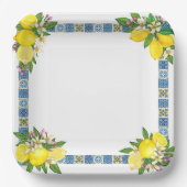 Zwarte Siciliaanse Tegels Citrus Lemons Papieren Bordje (Voorkant)