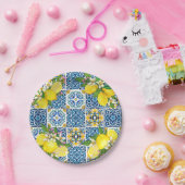 Zwarte Siciliaanse Tegels Citrus Lemons Papieren Bordje (Feest)