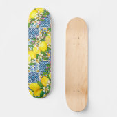 Zwarte Siciliaanse Tegels Citrus Lemons Persoonlijk Skateboard (Voorkant)