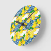 Zwarte Siciliaanse Tegels Citrus Lemons Ronde Klok (Hoek)