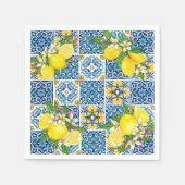 Zwarte Siciliaanse Tegels Citrus Lemons Servet (Voorkant)