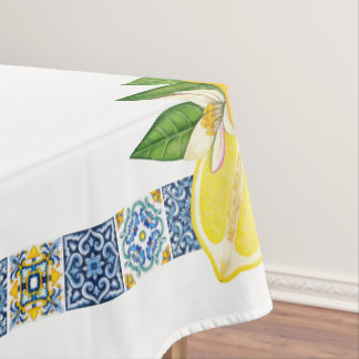 Zwarte Siciliaanse Tegels Citrus Lemons Tafelkleed