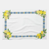 Zwarte Siciliaanse Tegels Citrus Lemons Theedoek (Horizontaal)