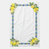 Zwarte Siciliaanse Tegels Citrus Lemons Theedoek (Verticaal)