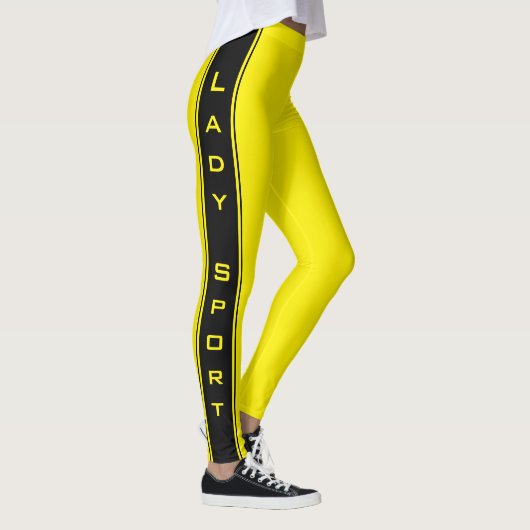 Zwarte Side Stripe Gele Leggings of Kies Kleuren (Rechts)