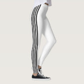 Zwarte Side Stripe Witte Leggings Aangepaste kleur (Rechts)