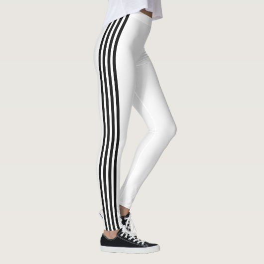Zwarte Side Stripe Witte Leggings Aangepaste kleur (Rechts)