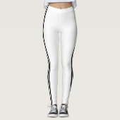 Zwarte Side Stripe Witte Leggings Aangepaste kleur (Voorkant)