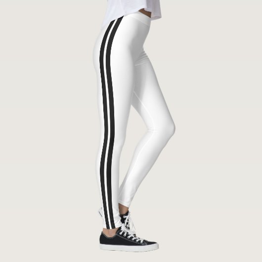 Zwarte Side Stripe Witte Leggings Kies uw kleur (Rechts)