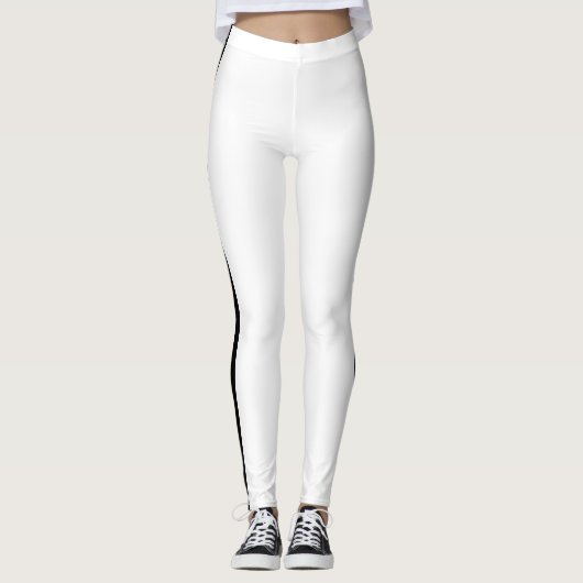 Zwarte Side Stripe Witte Leggings Kies uw kleur (Voorkant)