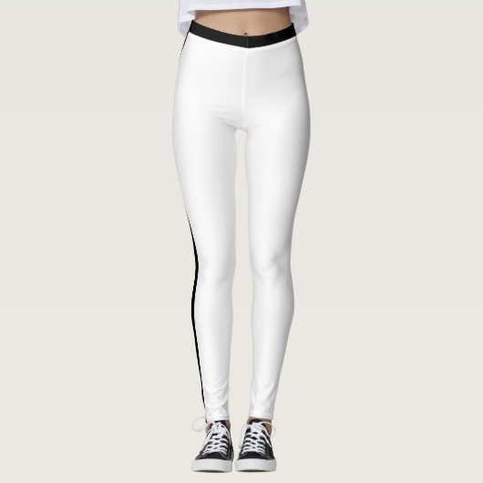 Zwarte Side Stripe Witte Leggings - Uw kleuren (Voorkant)