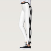 Zwarte Side Stripe Witte Leggings - Uw kleuren (Links)