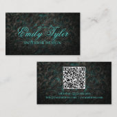 Zwarte Sierbloem Interieurontwerper Stager Visitekaartje (Voorkant / Achterkant)