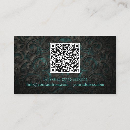 Zwarte Sierbloem Interieurontwerper Stager Visitekaartje (Achterkant)