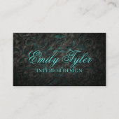 Zwarte Sierbloem Interieurontwerper Stager Visitekaartje (Voorkant)