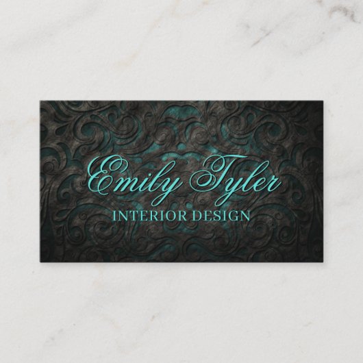 Zwarte Sierbloem Interieurontwerper Stager Visitekaartje (Voorkant)